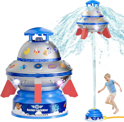 SS Summer Sprinkler Water Toy - UFO Rocket Launcher for Kids Ages 3-12 with Colorful LED Lights, Fun Backyard & Lawn Poolside Summer Toy, for Boys and Girls