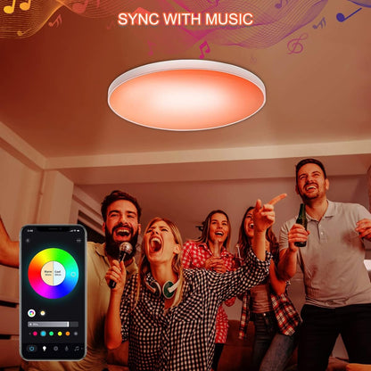 Hitish RGB Ceiling Light, 30W 2200LM Smart Ceiling Light with Remote & Smart APP Control, 2700-6500K Dimmable Color Changing LED Light Fixture Compatible with Alexa Google Home for Bedroom Living Room