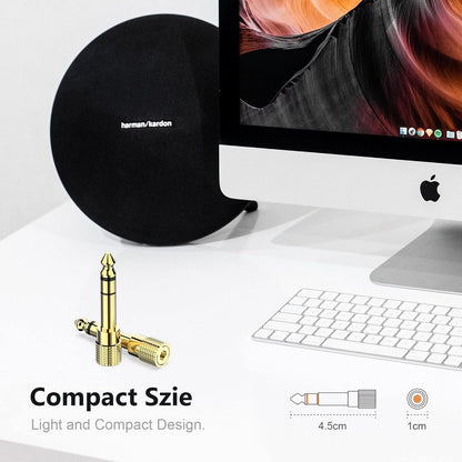 2 Pack 6.35mm (1/4 inch) Male to 3.5mm (1/8 inch) Female Stereo Audio Adapter Converter for Speaker Headphone, Digital Piano, Guitar Headphones Amp, Gold Plated