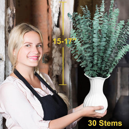 30 PCS Real Dried Eucalyptus Plant Large Stems for Shower, Natural Fresh Eucalyptus Leaves,17'' Hanging Eucalyptus for Self-Care Shower Leaves Bundle, Arrangement, Wedding, Home Decor