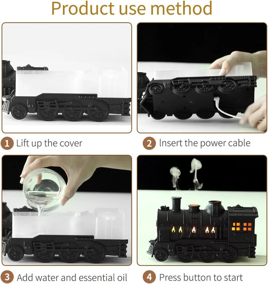 UanTii Train Shape Aromatherapy Essential Oil Diffuser 300ml Ultrasonic Cool Mist Air Humidifier with LED Lamp Aroma Diffuser with Remote Control(Black)