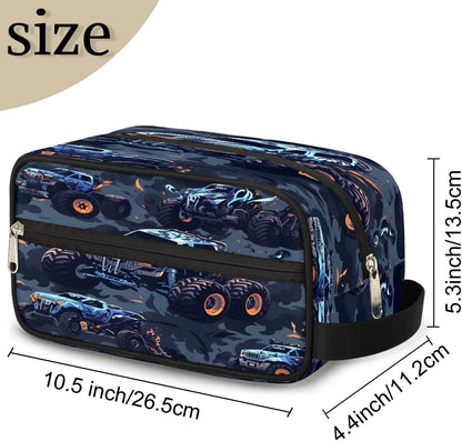 Monster Truck Car Hanging Toiletry Bag,Travel Hygiene Kits for Boys Mens,Waterproof Makeup Carry-on Bags,Cosmetic Bag,TSA Approved Shave Dopp Kit for Toiletries Shower Bathroom Accessories Gifts,