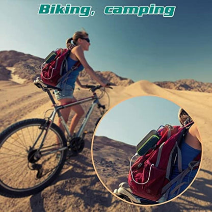 Outdoor Waterproof Solar Hand Crank Generator, 8000mAh Solar Power Bank, Portable Double USB Phone Charger, with LED Flashlight, Carabiner,Green,incomparable123