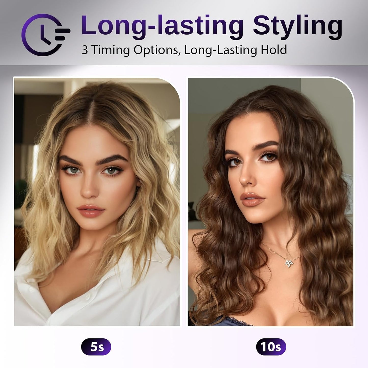 Waver Curling Iron NOVUSPRO Hair Crimper,Deep Waves Curler Wand for All Hair Types,Ionic Hair Curler Tool with Ceramic 2 Barrel,Anti-Scald & Fast Heat up & Adjustable Time/Temps & 1.4-Inch