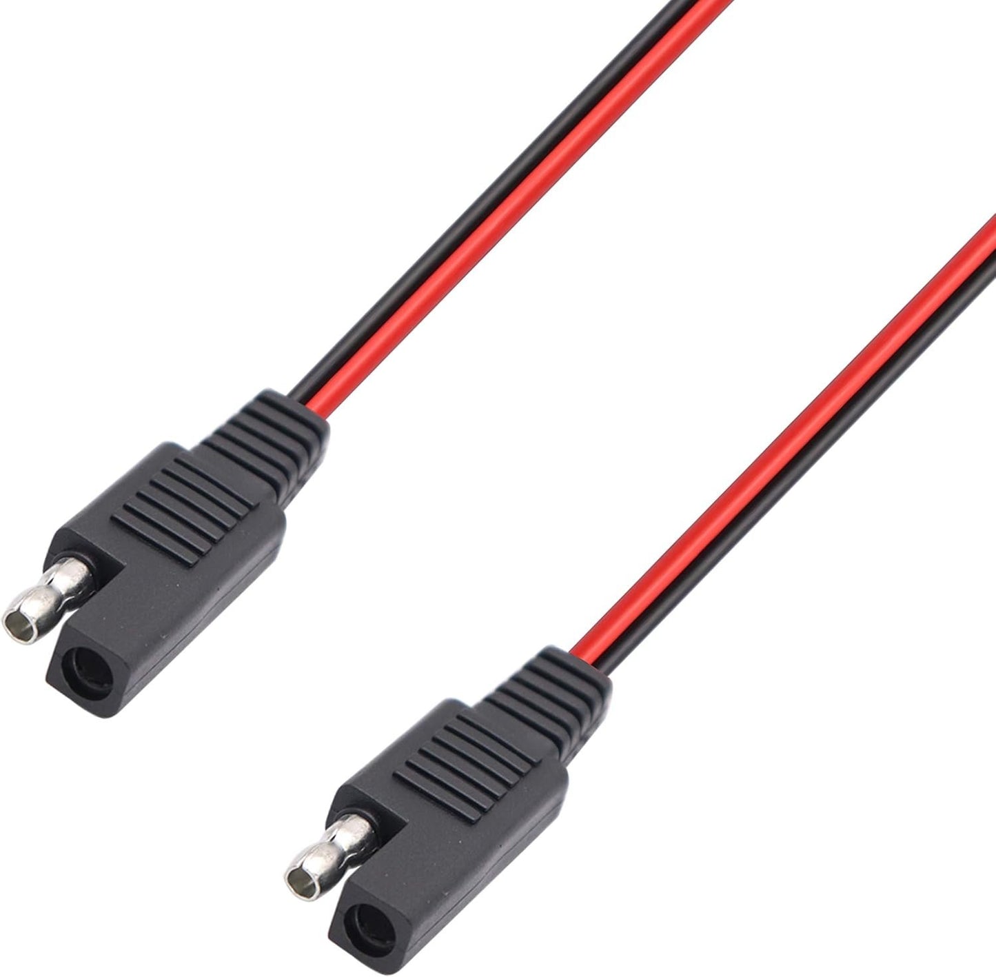 AAOTOKK SAE Y Splitter Adapter Cable 1 to 2 DC Power Automotive Extension Cable 2 Pin Quick Connect Disconnect Plug Connector 18AwG Wire for Solar Panel Charging (30cm-Red Black)