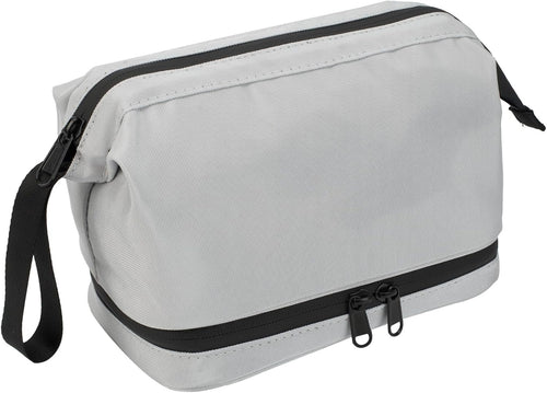 Toiletry Bag, Waterproof Cosmetic Bag for Men and Women, Large Double Space Travel Organizer for Accessories, Shaving Dopp Kit（Grey）
