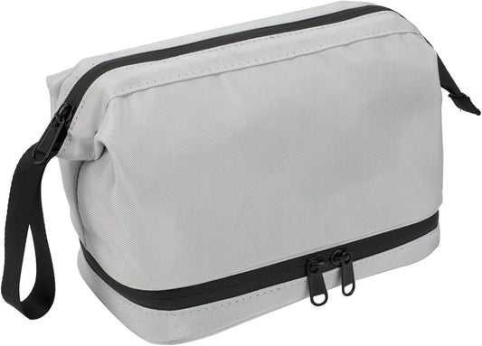 Toiletry Bag, Waterproof Cosmetic Bag for Men and Women, Large Double Space Travel Organizer for Accessories, Shaving Dopp Kit（Grey）