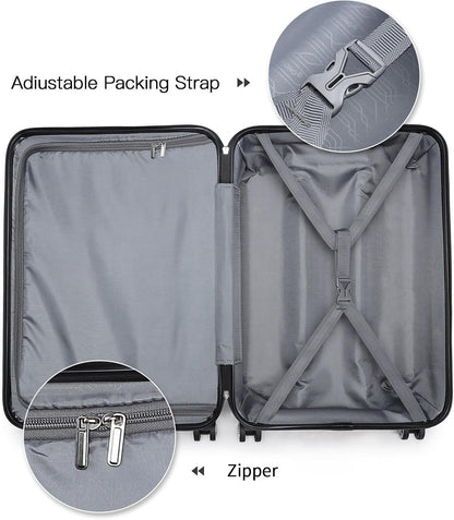 KONO 55 cm Heavy Duty Hard Suitcase 20'' Hand Luggage 4 Wheels with TSA Lock, Nude