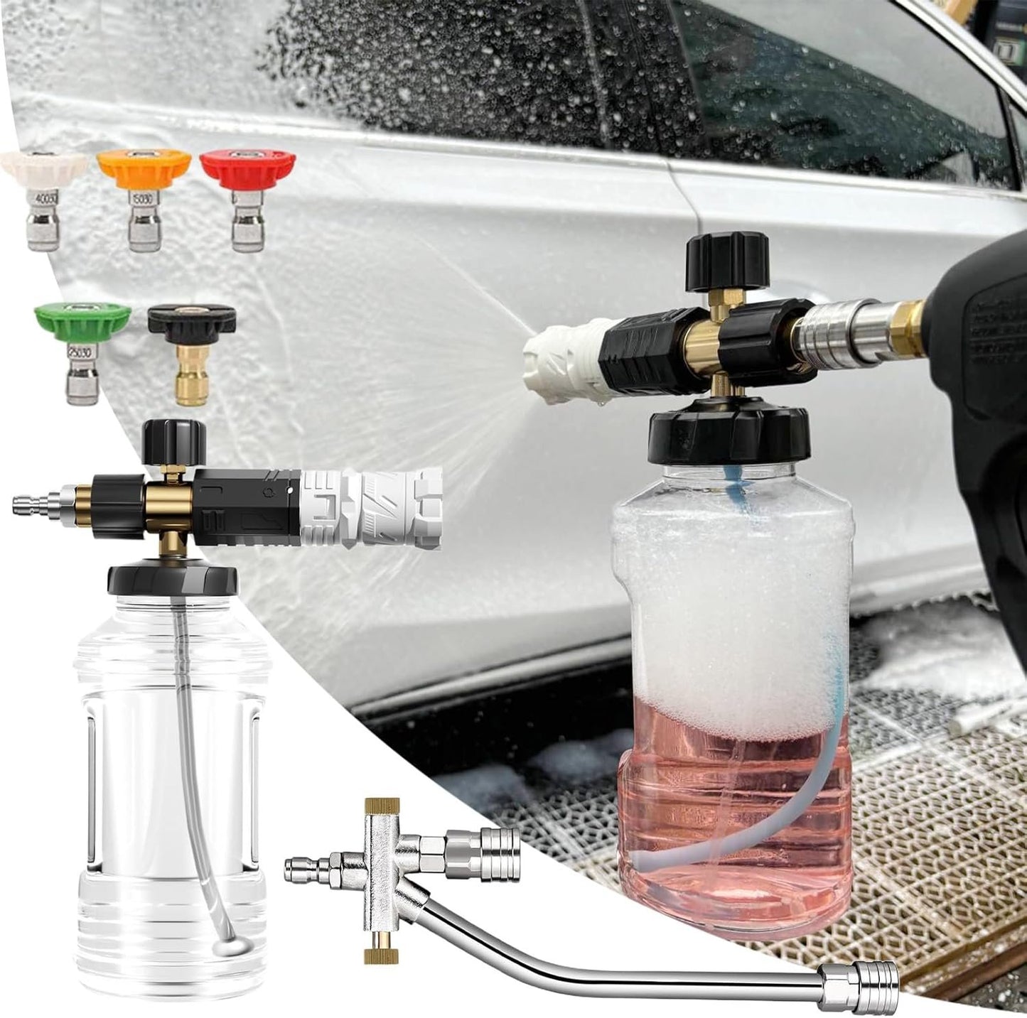 Car Foam Sprayer, Adjustable Mode Foaming, 7.48 x 5.91 Inch Sprayer Attachment Kit, High-Pressure Cleaning Cannon for Wash, Detailing, Window, RV, Motorcycle, Boat, Outdoor Use