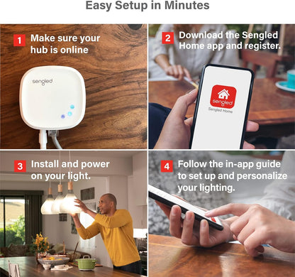 Sengled Smart Light Bulb Starter Kit, Smart Bulbs that Work with Alexa, Google Home, 2700K Soft White Alexa Light Bulbs, A19 E26 Dimmable Bulbs 800LM, 9 (60W Equivalent), 2 Bulbs with Hub