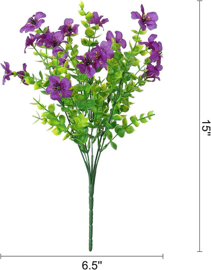SOMYTING Artificial Azalea Flowers Outdoor UV Resistant Fake Flowers Silk Flowers Faux Plastic Plants Garden Porch Window Box Pot Decorations Spring Summer Home Decor (Purple, 16 Bundles)