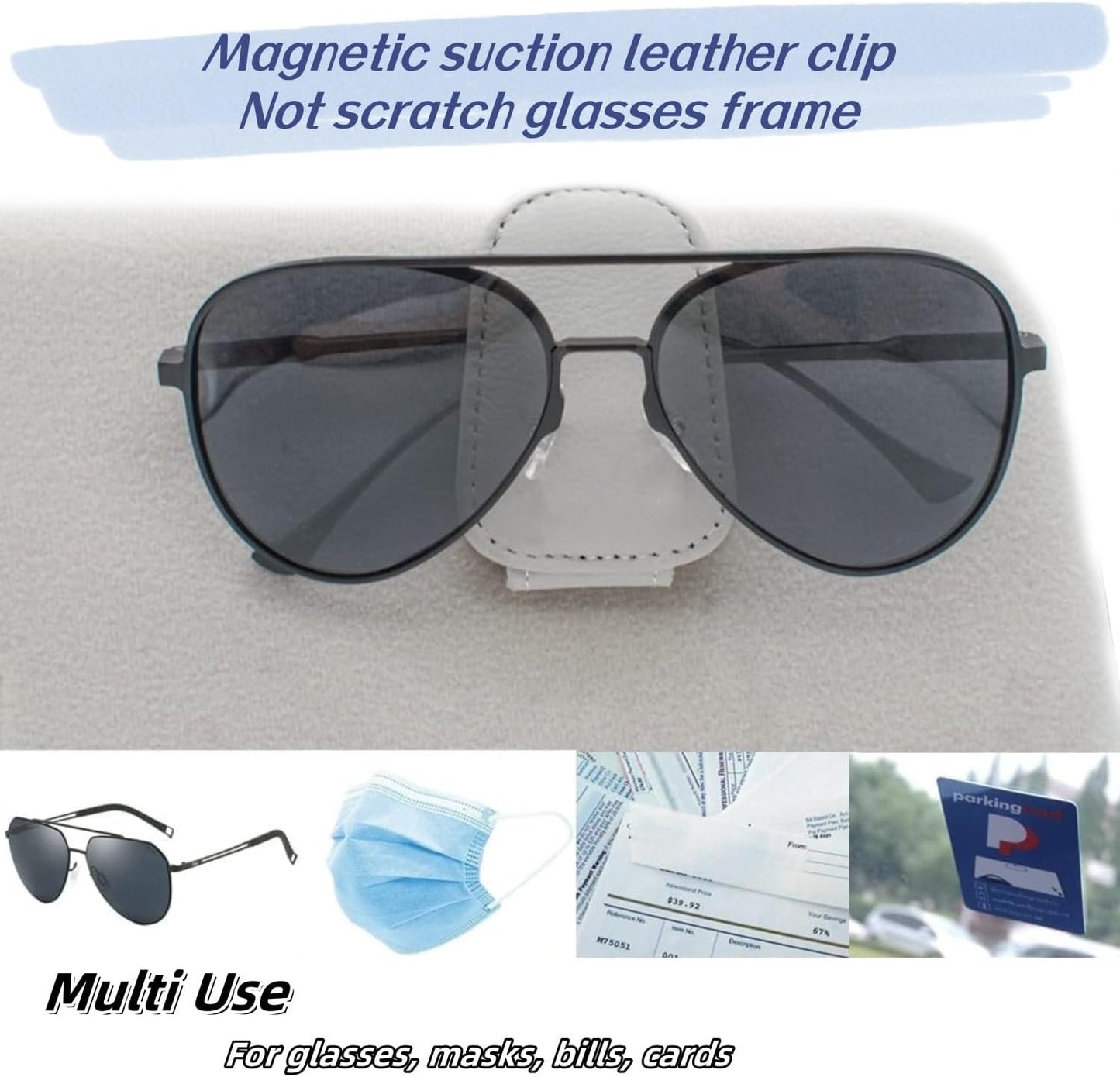 4pack Car Sunglasses Holder, Sunglass Holder for Car Sun Visor Car Accessoriesï¼ŒAuto Interior Accessories Universal for Different Size Eyeglasses