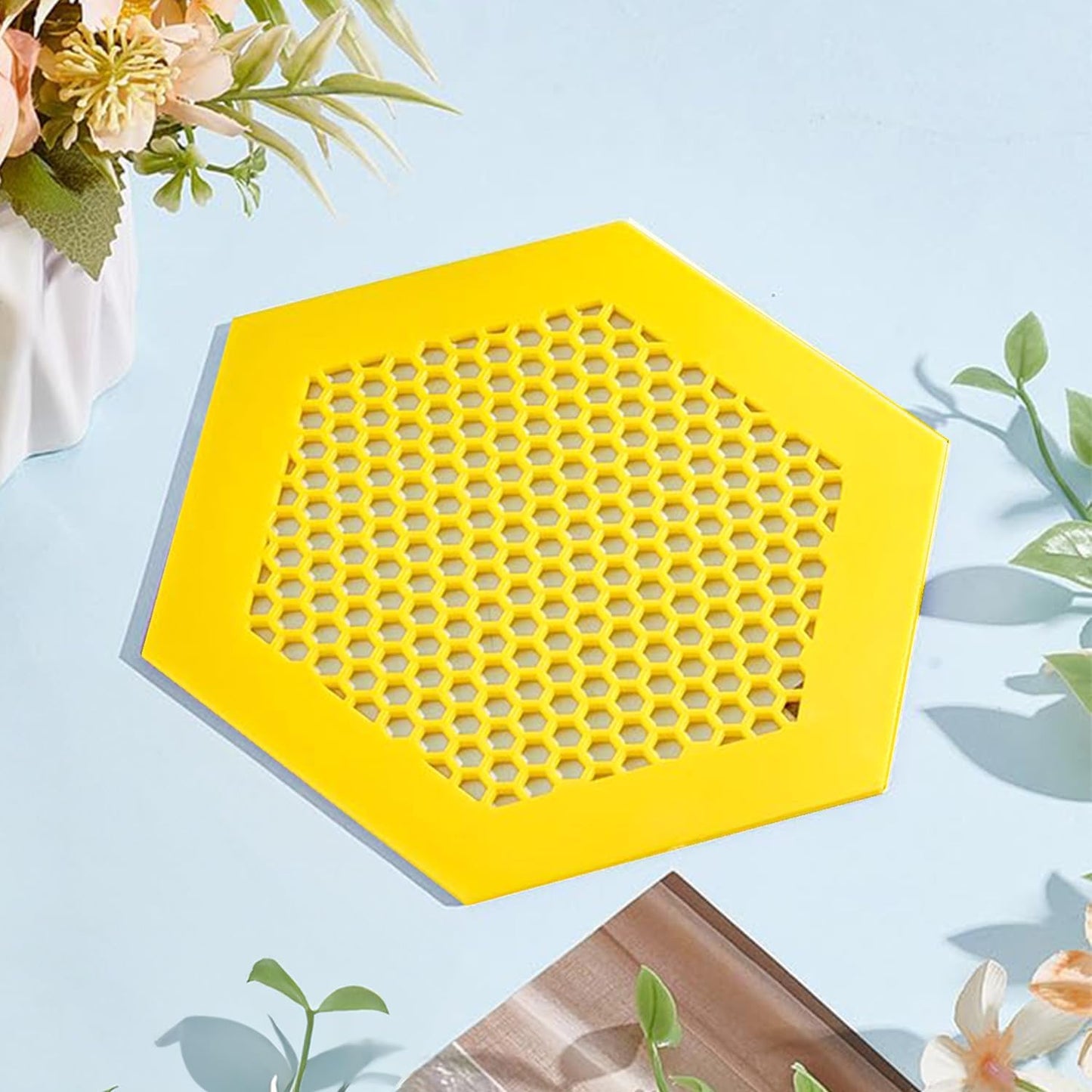 Proxima Direct 1 Pack Large Floating Bee Island for Driking Floatable Bee Waterer Bee Feeder with Beehive Design, Floating Watering Station for Feeding for Outdoor Garden (Yellow)