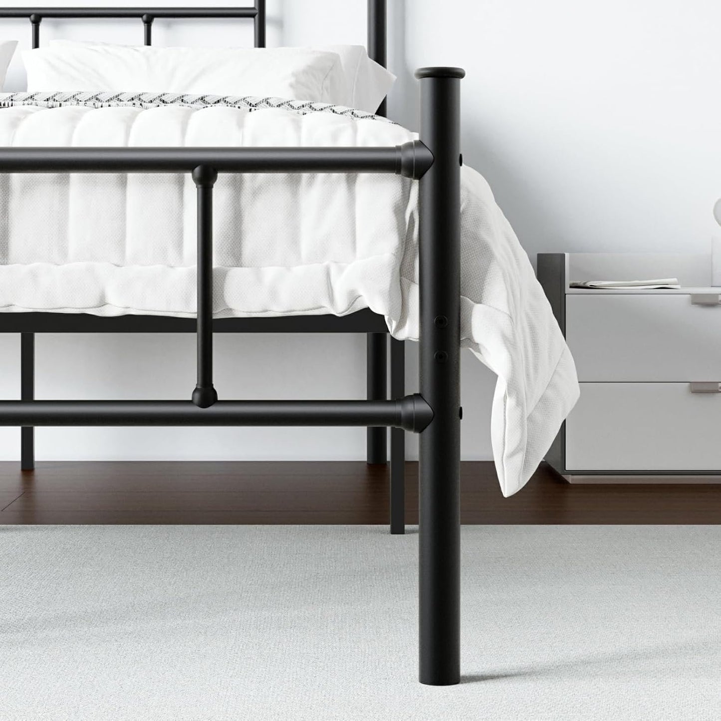FDLOGW 18 in High Metal Full Size Bed Frame with Headboard & Footboard, Platform Bed Frame Full Size Mattress Foundation, No Box Spring Needed, Easy Assembly, Heavy Duty