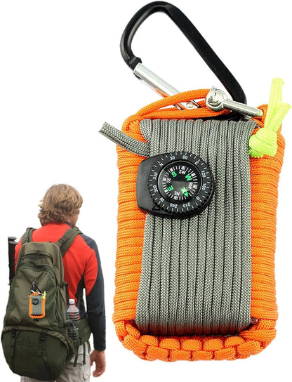 Camp Survival Kit | Survival Gear Equipment Tools - Hunting Fishing includes Saw, Paracord, Pin, Return Pin, Hiking Buckle Etc Shwing