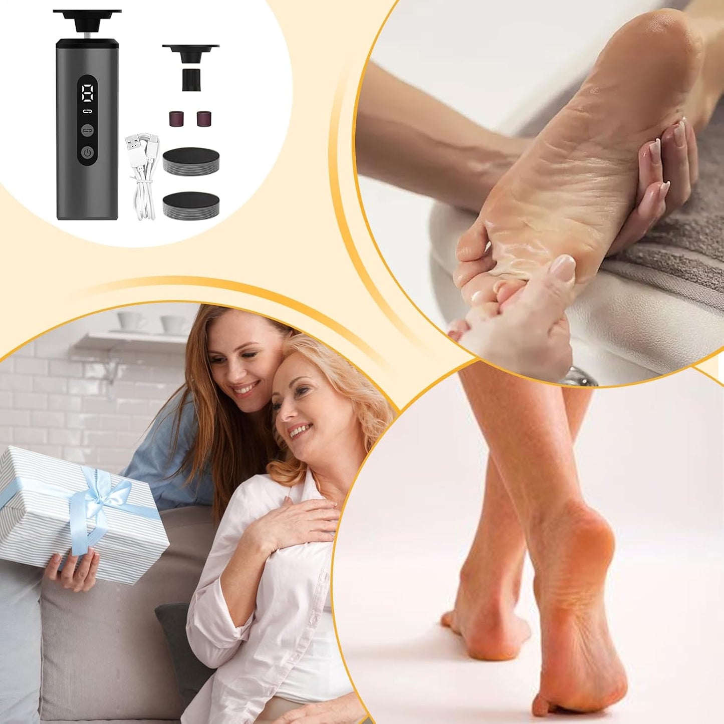 Ghjkldha Electric Callus Remover, Foot Scraper Tool with 9 Speed Ergonomic Dead Skin Remover, Pedicure Machine, Ideal for Winter Cracked Heels and Foots Care Routine