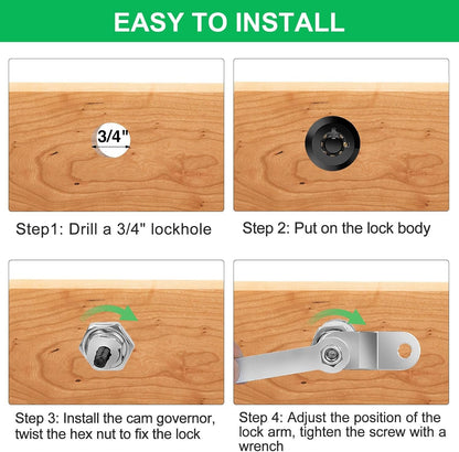 5 Pack Tool Box Lock with Keys, 5/8" RV Storage Lock Keyed Alike, Cabinet Lock Cam Locks for Toolbox Lock Replacement Mailbox RV Compartment Locks with Manual (Black -5 Pack, 5/8 Inch)