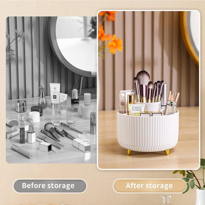 funest Makeup Brush Holder Organizer,360° Rotating Pencil Pen Holder Cup,Desk Accessories,5 Slot Make up Brushes Cup,for Storage Stand for Cosmetics Painting Pen Eyeliner or on The Vanity