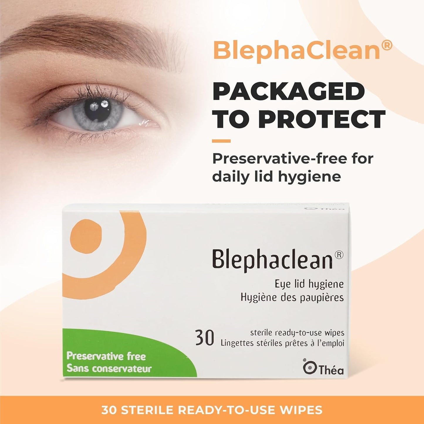 BlephaClean Lid Wipes - Gentle, Sterile Ready-to-Use for Daily Lid Care, Ideal for those diagnosed with Dry Eye, including MGD & Blepharitis and Infants, Sterile & Individually Wrapped - 30 Wipes