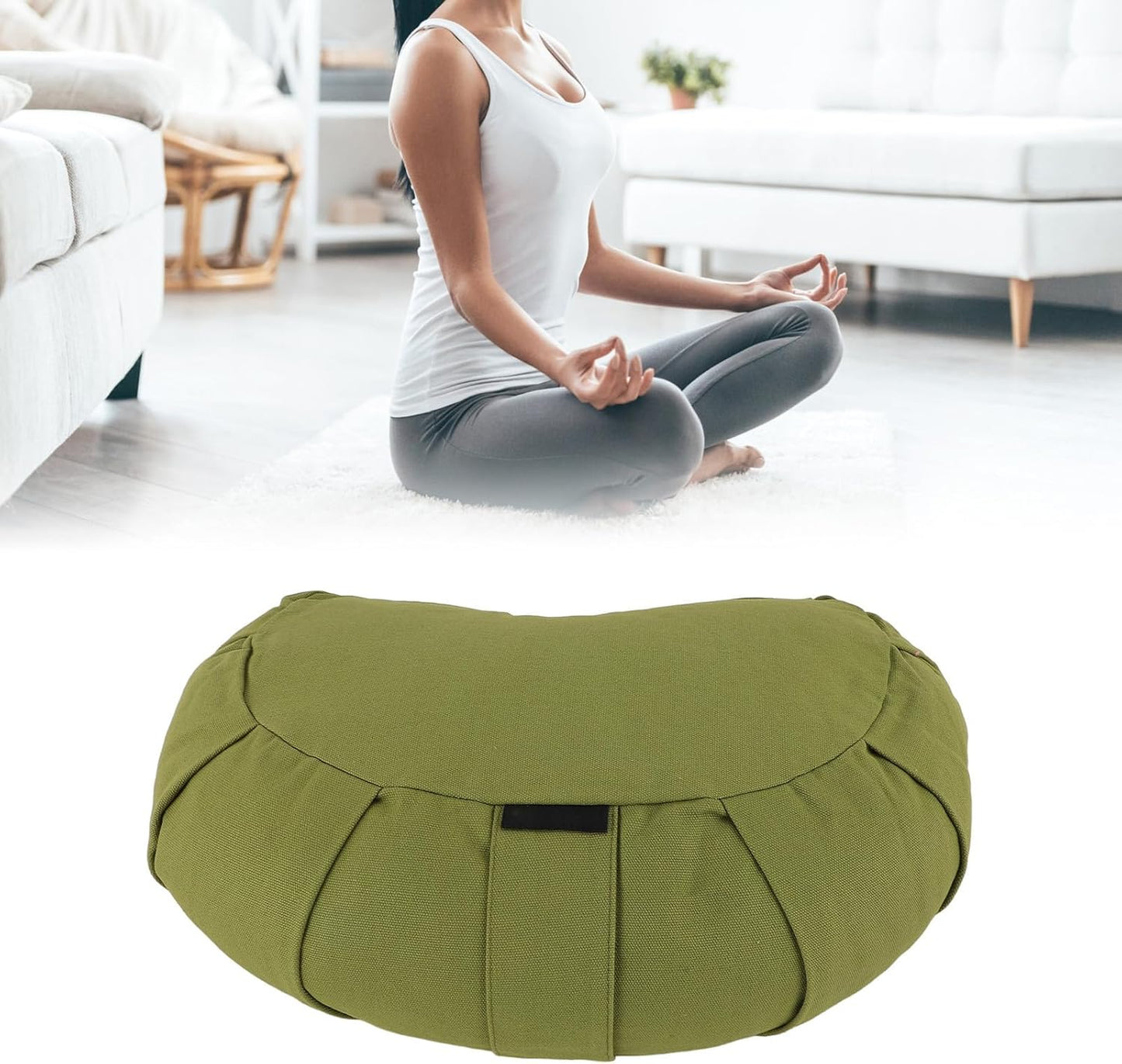 gernie Meditation Cushion, 41 x 24 x 12cm Buckwheat Hulls Filled Cotton Cloth, Multiple Sitting Options for Yoga, Meditation, Floor, Sofa, Window Seat
