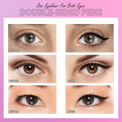 KIMUSE Winged Eyeliner Stamp, Eyeliner Pens for Perfect Wing Cat Eye Stamp Eyeliner Waterproof Smudge Proof, Long Lasting Eye Makeup Liquid Eye Liner (BLACK)