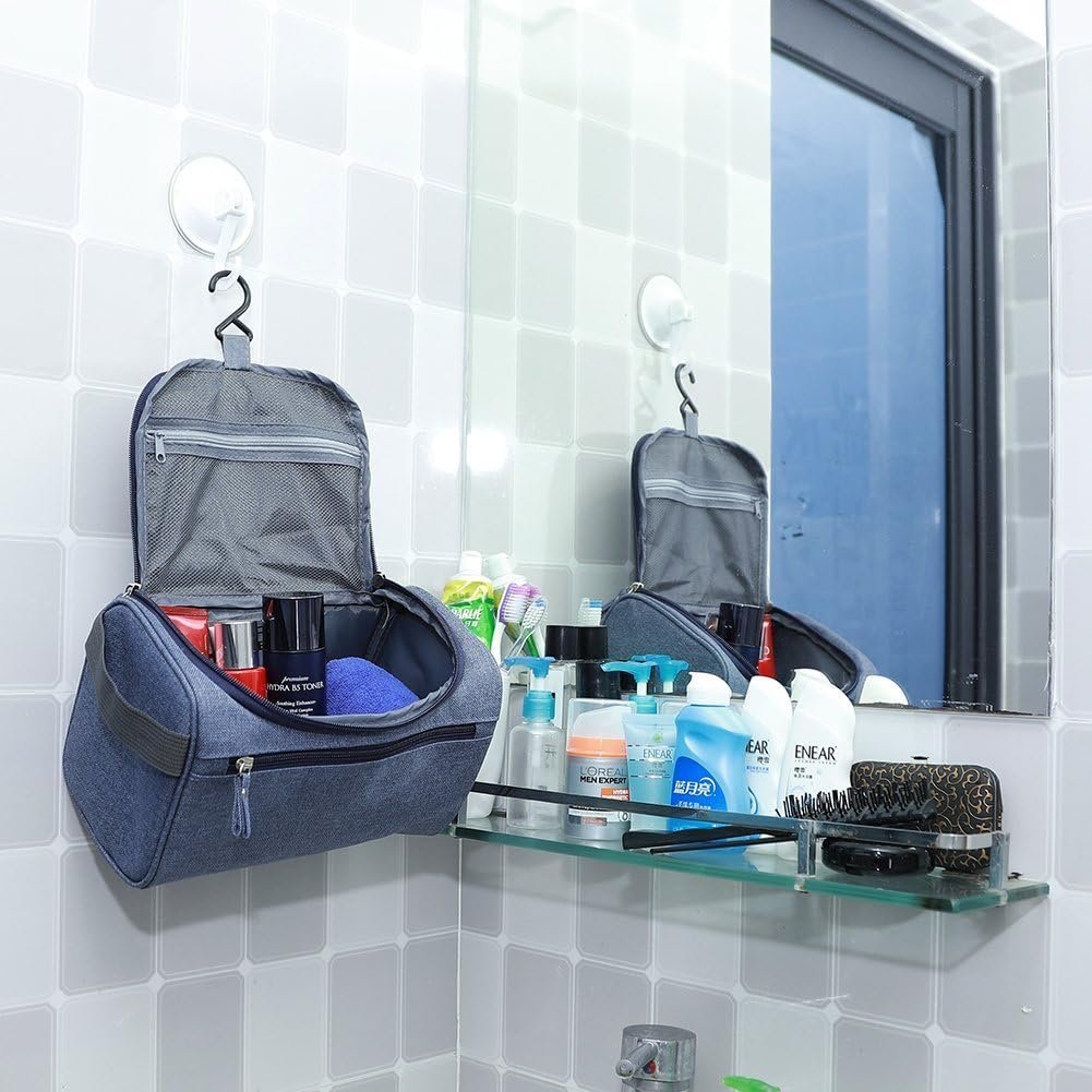 EGOGO Toiletry Bag Travel Overnight Wash Gym Shaving Bag Travel Makeup Organizer with Hanging Hook for Men and Women Ladies E528-3 (Grey)