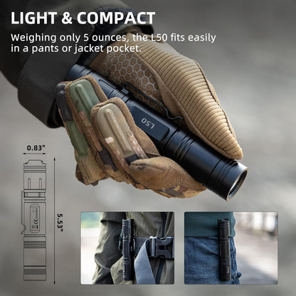 WUBEN L50 Rechargeable Flashlights 1200 High Lumens, LED Tactical Flashlight Super Bright, IP68 Waterproof Flash Light with 5 Modes, Lampe de Poche for Outdoor, Emergency, Camping, Hiking, Home