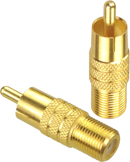 VCE 5-Pack F Type Female to RCA Male Coaxial Cable Audio Adapter Connector,Gold Plated