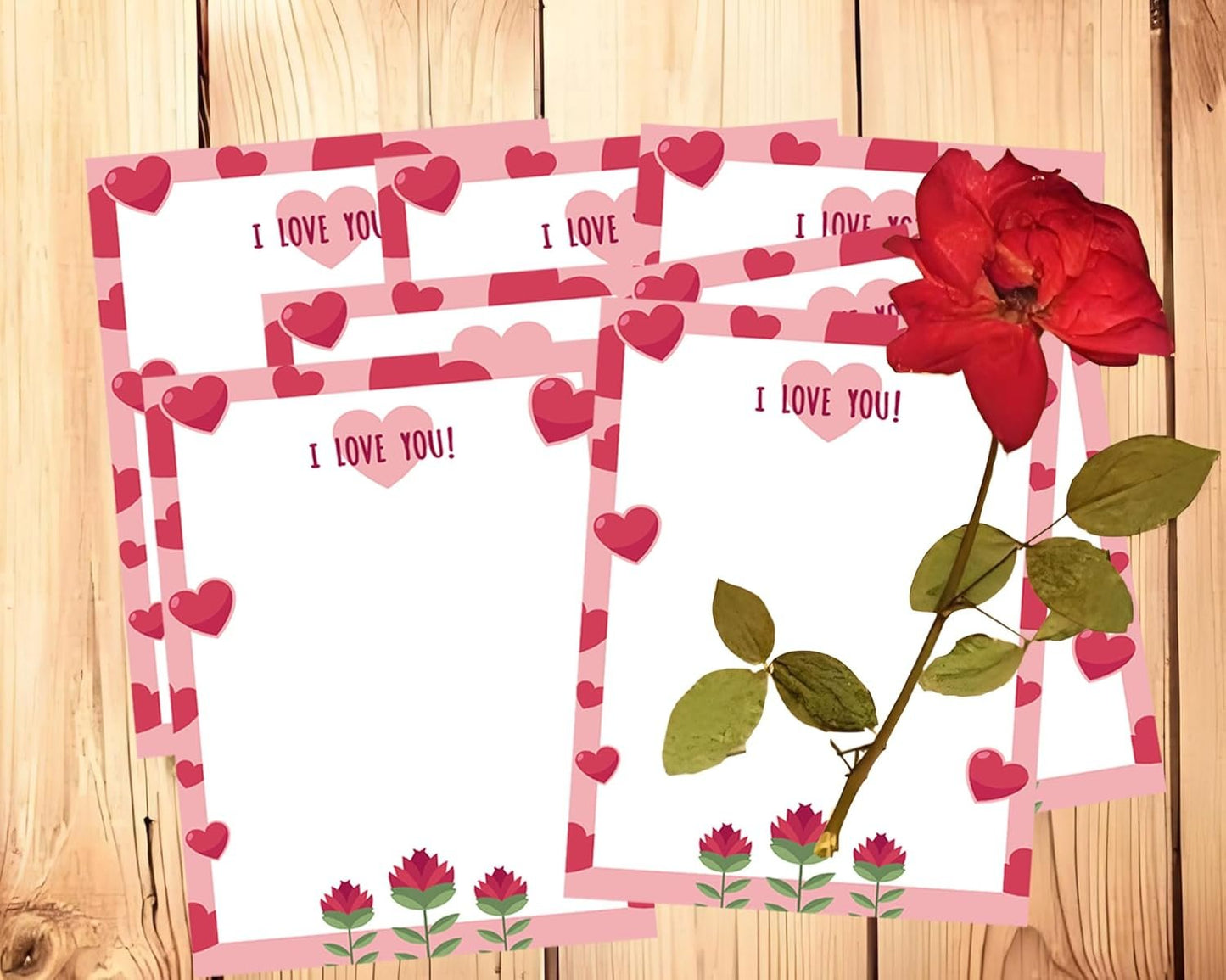48 Pcs Valentine's Day Stationery Letter Sweet Love Heart Writing Paper - 8.5 x 11 Inch Pink Letter Writing Paper Set for Valentine's Day,Wedding,Anniversary & Crafting 4 Designs (Pink)