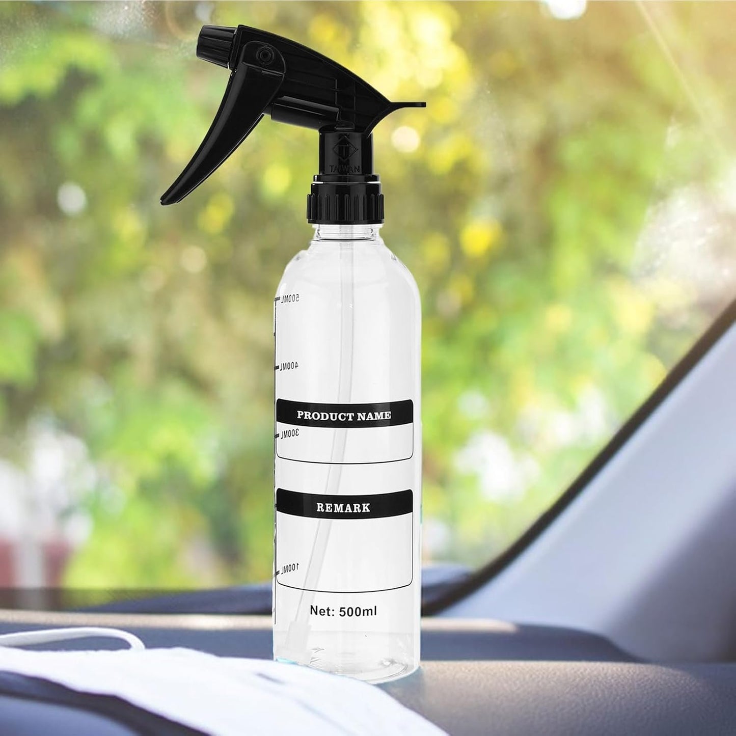 Fravsiu Car Wash Spray Bottle, Detailing Mist Sprayer, Leak Proof 500ml Tank, Adjustable Nozzle Fine Spray for Garden, Motorcycle, Exterior Cleaning Use, 10.59x3.9 inches
