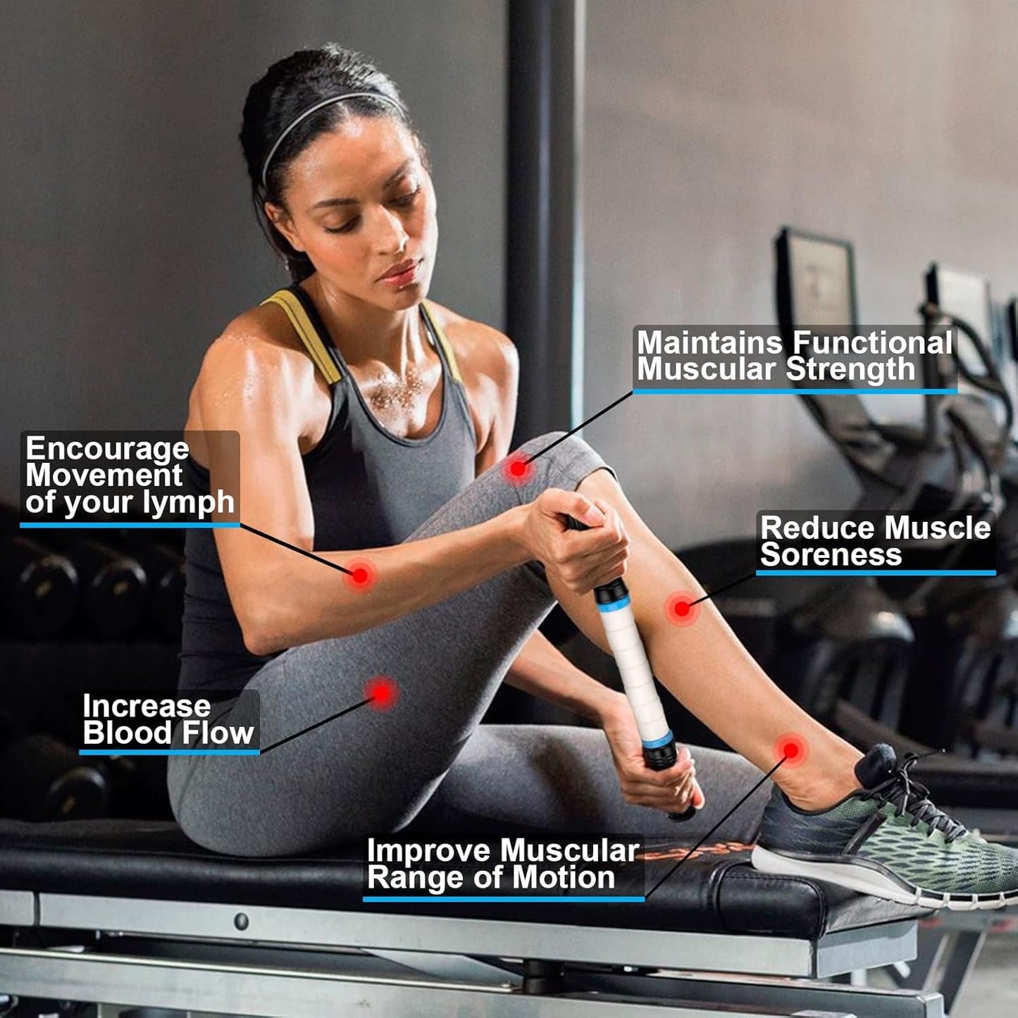 iGreely Premium Muscle Roller The Ultimate Massage Roller Stick 17 Inches Recommended by Physical Therapists Promotes Recovery Fast Relief for Cramps Soreness Tight Muscles White(bendable)