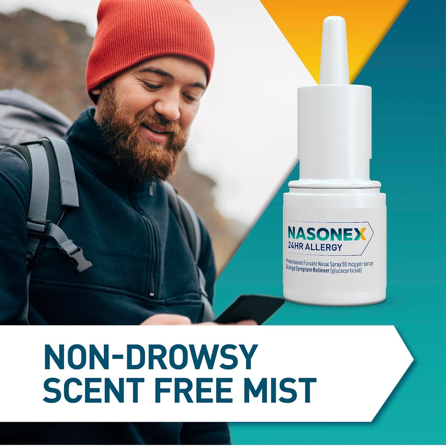 Nasonex 24HR Allergy Nasal Spray, Allergy + Congestion, Non-Drowsy Relief in Full Prescription Strength, 120 Spray
