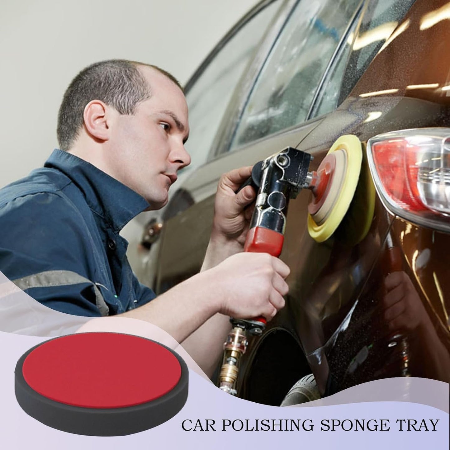 Wax Applicator Pad, Portable Reusable Polishing, 5.91x5.91in Soft Detailing Tool, Streak- Finish, Wheel Cleaning Set for Interior, Exterior, Tire Dressing, Dashboard