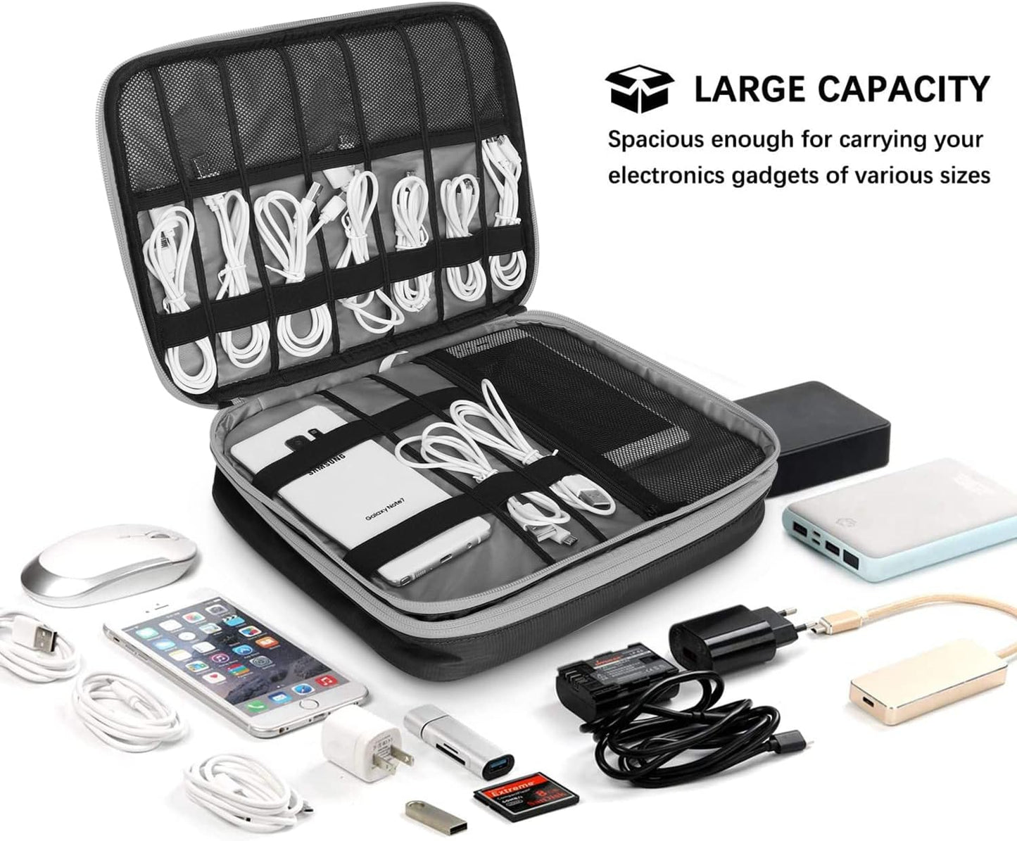 Gocokia Double Layer Large Capacity Electronic Travel Accessories Organizer Bag