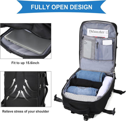 SZLX Ryanair Cabin Bags 40x20x25 Underseat Carry On Bag Easyjet Cabin Bag 45x36x20 Backpack Waterproof Women Travel Backpack Cabin Size Laptop College Rucksack for Men Hand Luggage Bag with Wet Pocket
