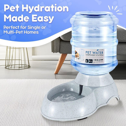 Flexzion Gravity Pet Water Dispenser Drinking Station for Dogs Cats (3 Gallon) Automatic Replenish Waterer for Small Large Breed Dog Cat Animal, Feeding Watering Fountain Supplies Bottle Dish Bowl