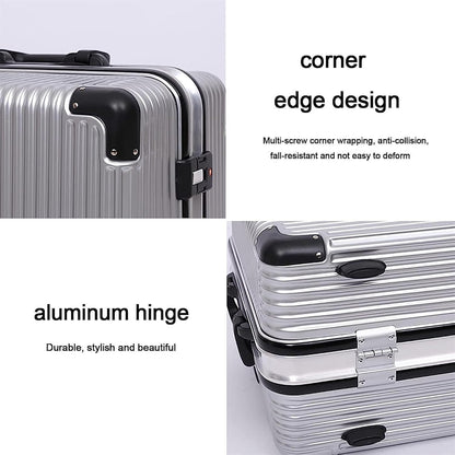 Travel and Bussiness Aluminum Frame Carry On Luggage Security Combination Lock Suitcase Adjustable Trolley Travel Luggage Suitcase (Color : Silver, Size : 20 inch)
