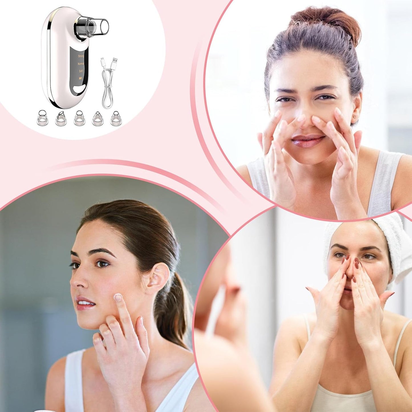 Pore Remover, Whitehead Remover, 3 Suction Tool Settings, Usb Charging Vacuum Extractor for Home, Men Daily Routine, Bath Time, Teenager Travel, 3.94x1.42x2.17 inches