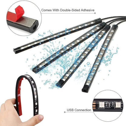 AIGUOZER Car Interior Lighting, Waterproof 48 LEDs, LED Strips Car with USB Port, Car Accessories Interior for Men and Women Car Decoration