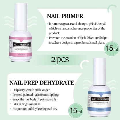 TOMICCA Professional Natural Nail Dehydrator and Primer for Nails 0.5 oz / 15 ml Quick Air Drying for Acrylic Powder and Nail Polish UV Gel Gift Box