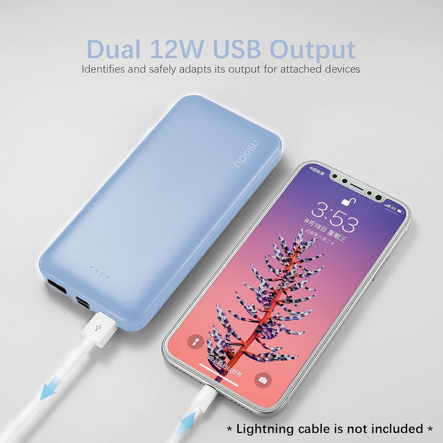 Miady 2-Pack 10000mAh Dual USB Portable Charger, USB-C Fast Charging Power Bank, Backup Battery Pack Compatible with iPhone 16/15/14/13 Galaxy S24/22 Google iPad Android etc (Blue+Pink)