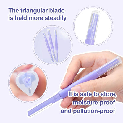 Dermaplane Razor for Women Face & Eyebrow - Dermaplaning Tool for Peach Fuzz Facial Hair Removal,High Precision Blade for Smooth Skin (Purple, 12 Count)