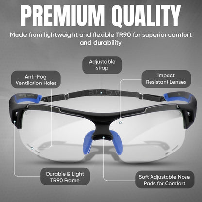 BLUE CUT Sports Protection Goggles, Anti-Fog Lenses Safety Glasses for Basketball, Pickleball and All Outdoor Sports