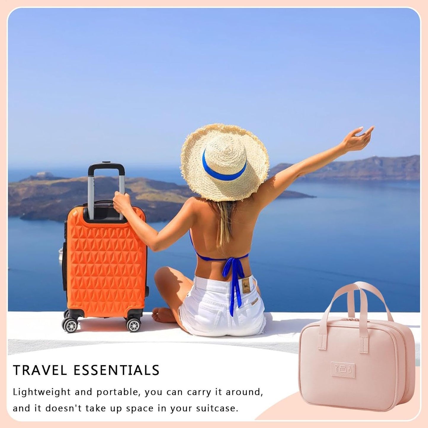 Womenâ€™s Makeup Travel Bag | Cosmetics Jewelry Toiletry Bag | Interactive Travel Hygiene Organizer | Waterproof Travel Toiletries Bag | Water Resistant Makeup Organizer for Travel, Pink, Refer to