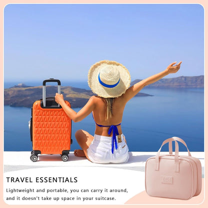 Womenâ€™s Makeup Travel Bag | Cosmetics Jewelry Toiletry Bag | Interactive Travel Hygiene Organizer | Waterproof Travel Toiletries Bag | Water Resistant Makeup Organizer for Travel, Pink, Refer to