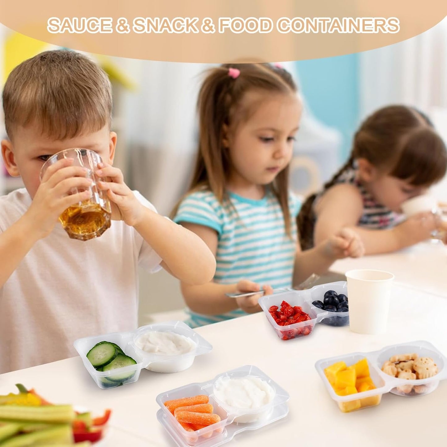 Snack Containers, Snack Pack Container, 20Pcs - Reusable Snack Containers, Double Compartment Snack Containers for On-the-Go Meals and Camping, Snackle Box