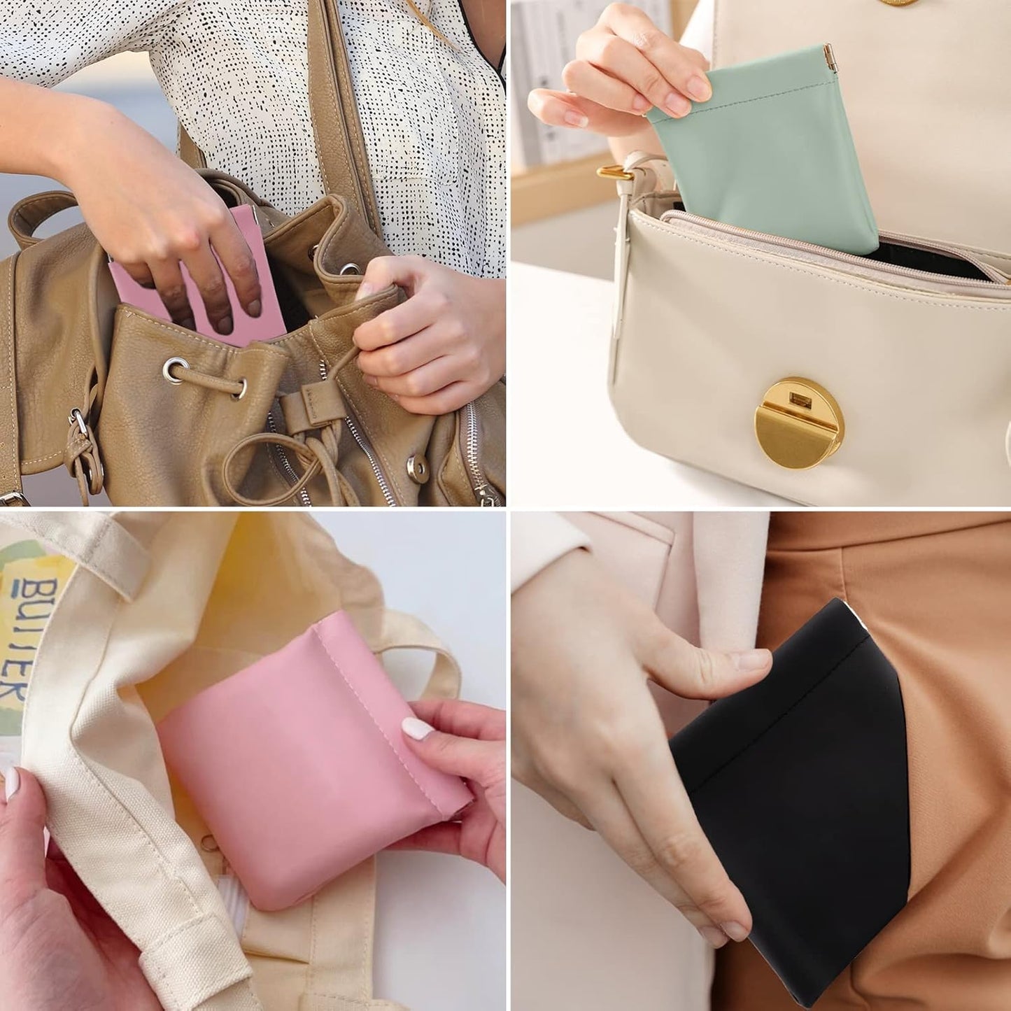 BUSOHA Small Makeup Bag for Purse, Mini Portable Cosmetic Bags for Women, Coin Purse Lipstick Cosmetic Accessories Organizer, Small Travel Kit Storage Pouch, 4 PCS, 4.7*4.3INCH, Mini Storage Bag