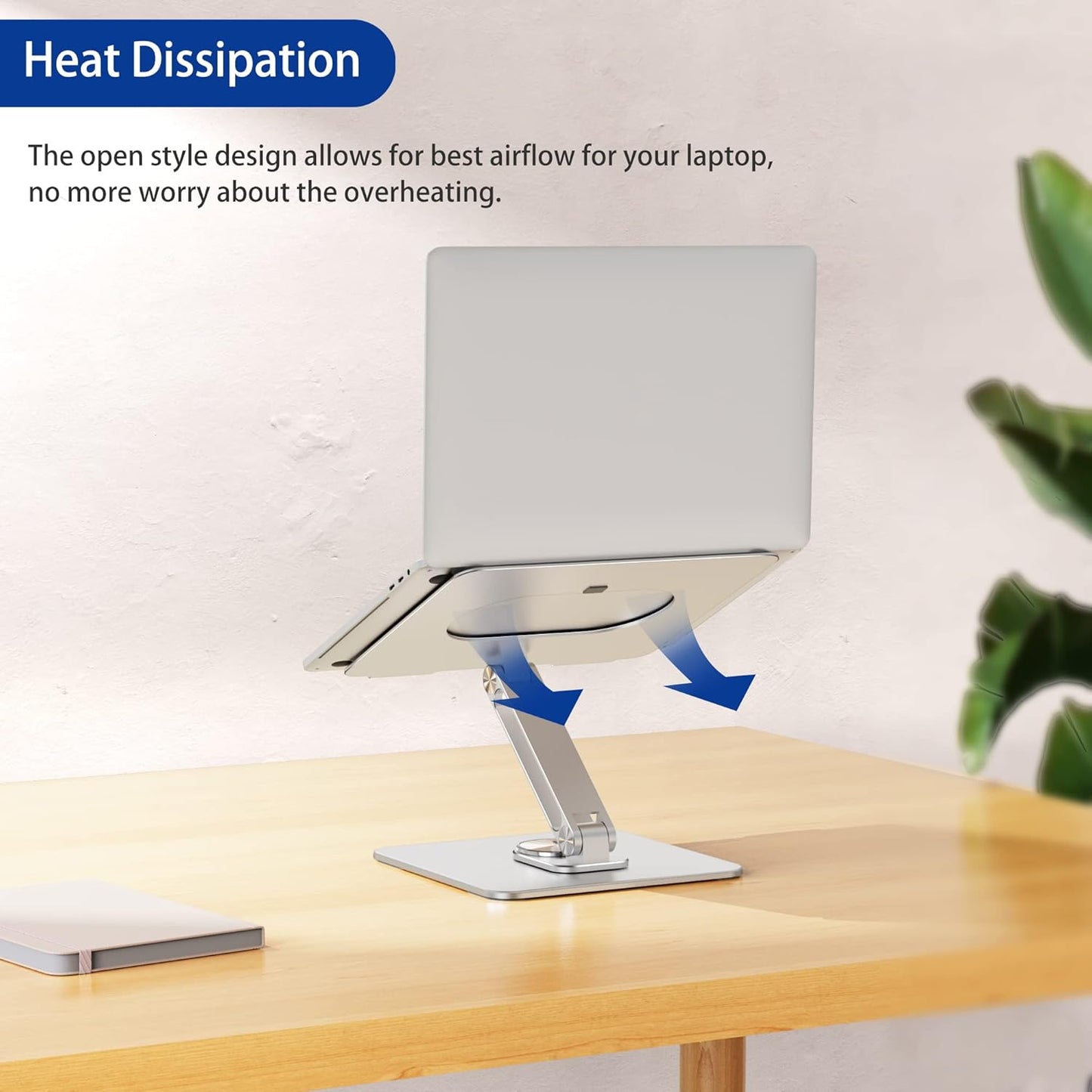 BESIGN LSX7 Laptop Stand with 360° Rotating Base, Ergonomic Adjustable Notebook Stand, Riser Holder Computer Stand Compatible with Air, Pro, Dell, HP, Lenovo More 10-15.6" Laptops (Silver)