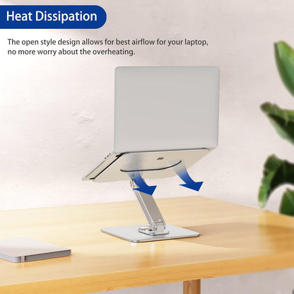 BESIGN LSX7 Laptop Stand with 360° Rotating Base, Ergonomic Adjustable Notebook Stand, Riser Holder Computer Stand Compatible with Air, Pro, Dell, HP, Lenovo More 10-15.6" Laptops (Silver)