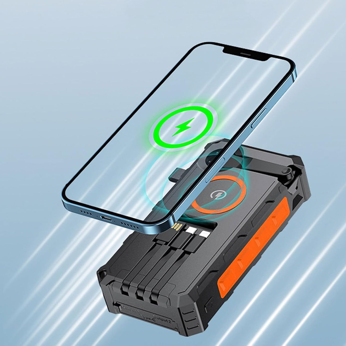 Solar Charger Power Bank - Hand-Cranked Battery Bank Charger with LED Light - Portable Foldable Powerbank for Traveling Home Fishing Hiking Cycling